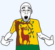 animal arm berkshire british clothes deer ear england flag flag:berkshire glasses hair hand leaf open_mouth plant pointing soyjak stubble teeth tree tshirt united_kingdom variant:shirtjak // 1236x1118 // 205.8KB