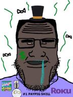 app apple award brainlet brown_skin cross_eyed dollar_sign drool flat_top flies glasses hair infinity mobile_game money nigger paypig red_eyes roku series:esl_pedo_league shill small_eyes solitare_cash stink_lines subvariant:chudplier thin_lip top_hat variant:chudjak variant:markiplier_soyjak // 600x800 // 70.8KB