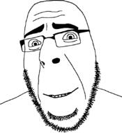 glasses looking_at_you nervous open_mouth smile soyjak stubble variant:cobson // 775x849 // 75.4KB
