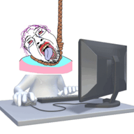 animated bloodshot_eyes clicking computer computer_mouse crying desktop flag glasses hanging mustache open_mouth purple_hair rope soyjak stubble suicide tongue tranny variant:bernd yellow_teeth // 255x230 // 57.5KB