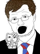 2soyjaks angry closed_mouth clothes ear glasses hair hello_kitty millions_must_die necktie soyjak stubble subvariant:chudjak_front variant:chudjak variant:unknown // 750x1023 // 81.5KB