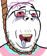 bloodshot_eyes crying glasses hair purple_hair red_eyes rope tongue tranny transgender_flag troon variant:gapejak variant:nujak // 748x895 // 32.2KB