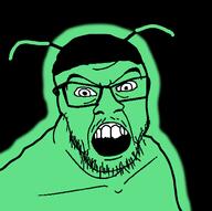 ant antenna bug bug_hat central_intelligence_agency clothes glasses hat mustache open_mouth soyjak stubble trend:glowie variant:feraljak // 994x989 // 107.8KB