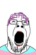 glasses lipstick meltdown open_mouth pink_hair stubble teeth tranny variant:wailjak white_skin // 241x366 // 6.7KB