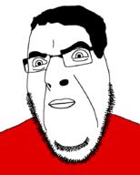 angry closed_mouth clothes glasses hair merge soyjak stubble variant:chudjak variant:cobson // 723x900 // 29.5KB