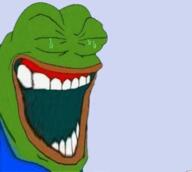 amphibian animal animated bald closed_eyes crossed_arms eating ext=gif frog full_body glasses green_skin laughing nas:pepe neutral open_mouth pepe pepe_the_frog stubble subvariant:neutralplier variant:markiplier_soyjak vore // 255x229 // 151.5KB