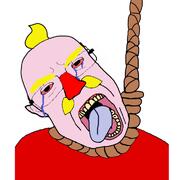 ack blond bloodshot_eyes churro crying mustache mykola pink_skin red_nose red_shirt rope subvariant:patrick suicide tongue variant:chudjak yellow_teeth // 768x719 // 171.6KB