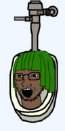 brown_skin glasses green_hair neck open_mouth pipe skibidi skibidi_toilet skibidi_toilet_2 stubble urinal variant:soyak // 500x1000 // 17.5KB