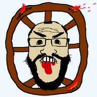 biting_lip blood_on_face closed_mouth fire head subvariant:science_lover variant:markiplier_soyjak wanyudo wheel yokai // 675x675 // 21.3KB