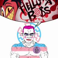 animated badge blush buff cartoon deltarune ear eyebrows flag flag:transgender_pride_flag friday_night_funkin' glasses hair hardstyle hazbin_hotel helluva_boss lips lipstick makeup muppet music nightcore pink_hair pizza_tower pronouns purple_hair russian_hardstyle song sonnenrad speech_bubble splatoon subvariant:chudjak_front subvariant:muscular_chud the_amazing_digital_circus the_owl_house tranny trans_rights transgender_flag undertale variant:chudjak video video_game welcome_home // 480x480, 15.5s // 2.4MB