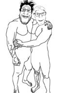 2soyjaks arm bulge full_body glasses hair hand happy hugging jacksepticeye leg markiplier muscles muscular_male stubble teeth template variant:feraljak variant:markiplier_soyjak vein white_background youtuber // 667x1000 // 28.6KB