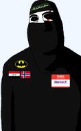 Warrior-Z(user) arabic_text artist:toniylijani balaclava black_shirt flag:iraq flag:norway hamas headband hello_my_name_is_(sticker) imminent_ban imminent_cattywipe iraq janny kratos ominous omnious subvariant:hornyson variant:cobson white_skin // 948x1547 // 22.5KB