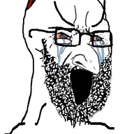 beard bloodshot_eyes clothes crying glasses hat judaism kippah large_eyebrows large_nose open_mouth soyjak stretched_mouth variant:soyak // 785x1000 // 439.4KB