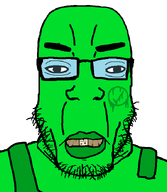 domino eyebrows glasses lips meta:namefags overalls soycheckmark_(user) stubble subvariant:chudplier teeth tinted_glasses variant:chudjak variant:markiplier_soyjak // 600x691 // 30.9KB