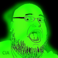 artist:fuck_all_liberals central_intelligence_agency fal glasses glowing glownigger green open_mouth soyjak stubble text trend:glowie variant:fatjak // 566x581 // 400.5KB