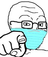 facemask glasses hand pointing pointing_at_viewer soyjak variant:soyak // 642x759 // 37.9KB