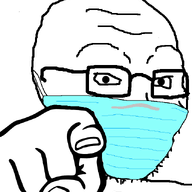 facemask glasses hand pointing pointing_at_viewer soyjak variant:soyak // 642x759 // 37.9KB