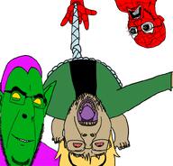 3soyjaks ack green_goblin gwen_stacy hanging spiderman stubble subvariant:doctos subvariant:spineacked_bernd variant:bernd variant:cobson variant:soyak // 803x768 // 259.8KB