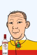 1864 alcohol bottle closed_mouth clothes ear flag flag:ryazan_oblast full_body hair neutral oblast russia ryazan_oblast scabbard smirnoff soyjak sword text track_suit transparent transparent_background variant:kuzjak vodka white_skin // 810x1192 // 145.0KB