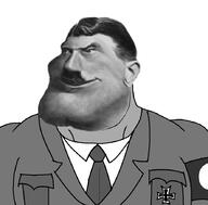adolf_hitler armband aryan black_and_white clothes ear fatigues medal monochrome national_socialism nazism necktie subvariant:mexiaryan suit variant:meximutt // 886x872 // 169.5KB