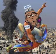 aladdin albert_(user) allah arabic_text brown_skin explosion flying god monkey smoke soyjak stubble taqiyah variant:nojak // 701x682 // 159.3KB