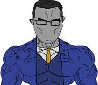 beard blue_shirt clothes enthusiast eyebrows gigachad glasses hair necktie no_eyes no_mouth no_nose nophono subvariant:muscular_chud suit variant:chudjak white_background // 1059x929 // 70.9KB