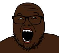 africa black_skin dark_skin glasses happy nigger open_mouth soyboy stubble variant:joejak wrinkles // 553x497 // 5.3KB