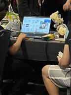 crayola crayon dell derpy_hooves glasses irl lee_goldson mare_fair_2023 open_mouth subvariant:chudjak_front variant:chudjak variant:feraljak variant:markiplier_soyjak variant:soyak // 1536x2048 // 2.3MB