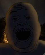 atmospheric night open_mouth smile soyjak streetlamp streetlight stubble variant:alicia // 418x511 // 137.7KB