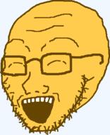 closed_eyes emoticon glasses grin happy open_mouth series:soymoji stubble variant:soyak yellow yellow_skin // 531x655 // 20.7KB