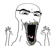 excited glasses hand hands_up merge open_mouth soyjak stubble subvariant:waow variant:cobson variant:soyak // 768x629 // 36.2KB