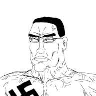 buff closed_mouth ear glasses hair nazism redraw soyjak subvariant:perceptive_chud swastika variant:chudjak vein // 799x799 // 85.7KB