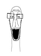 glasses meta:tagme open_mouth soyjak stubble variant:shoejak // 655x900 // 25.8KB