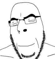 closed_eyes closed_mouth glasses smile soyjak stubble variant:cobson // 683x737 // 64.1KB