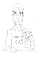 arm art badge closed_mouth clothes ear fist glasses hand i_hate nas punisher_face soyjak stubble text tshirt variant:unknown // 2867x4096 // 1.2MB