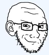 asset bald ear glasses grin head smug stubble subvariant:soyak_(smug) transparent_background variant:soyak white_skin wrinkles // 632x700 // 12.8KB