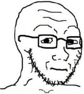 closed_mouth frown glasses hair meta:low_resolution sad soyjak stubble variant:soyak // 230x255 // 50.9KB