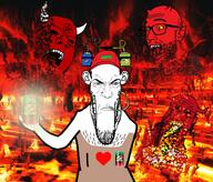 4soyjaks black_sclera closed_mouth demon dewpsi ear facial_mark forehead_mark glasses hell holding_sproke horn i_love mark_of_the_beast mountain_dew no_pupils open_mouth pentagram pentagram_forehead_mark pepsi punisher_face red_eyes satan sproke stubble variant:esam variant:gapejak variant:markiplier_soyjak yellow_sclera // 1960x1675 // 563.9KB