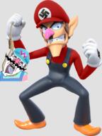 bloodshot_eyes clothes crying hanging hat mustache nazism nintendo open_mouth purple_hair tongue tranny variant:bernd video_game waluigi wario // 674x900 // 727.6KB