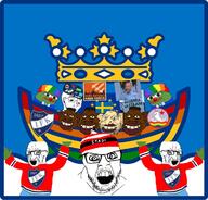 3soyjaks amphibian angry clown crying flag frog glasses helsinki meta:tagme nas:pepe nas:tyrone negro open_mouth pepe pepe_the_frog stubble sweden tyrone variant:feraljak variant:soyak wojak // 1200x1152 // 199.5KB
