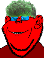 alternate beetroot broot_(user) food glasses leaf red_skin series:brootiverse smile stubble teeth variant:impish_soyak_ears vegetable zoomer zoomer_hair // 598x800 // 210.0KB