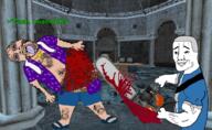 2soyjaks ack arm backpack bald balding beard belt bisected blood bloodshot_eyes body_hair buff chainsaw chud closed_mouth clothes crying dead fat full_body glasses gore greentext hair hairy hand holding_chainsaw holding_object jacket james_earl_cash lionel_starkweather manhunt murder muscles mustache necktie open_mouth rockstar_games scar shorts side_profile smile smug soyjak stubble teeth text tongue tshirt variant:bernd variant:chudjak vein video_game yellow_teeth // 1749x1071 // 3.0MB