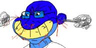 angry blood blue_skin calarts calm closed_mouth cracked_teeth ear fume glasses grin oekaki soyjak variant:soyak yellow_teeth // 500x250 // 31.7KB