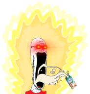 aura clothes drinking glasses glowing glowing_eyes open_mouth orange red_eyes silk_soymilk soy_milk soyjak stubble subvariant:soyak_soymilk super_saiyan variant:soyak // 1074x1122 // 446.9KB