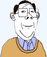 brown_hair closed_mouth clothes ear glasses hair smile soyjak variant:protestantjak // 740x896 // 187.4KB