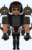 Jetpack arm armor beard beserker_mutant_skibidi_toilet boot eyebrows full_body glove hair headband headphones laser leg muscles orange_eyes scar series:g-squad skibidi skibidi_toilet skibidi_toilet_77 subvariant:muscular_chud toilet variant:chudjak // 1425x2195 // 108.7KB