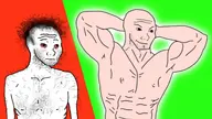 abs arm bald biceps body_hair chest green hair hairy muscular_male nas:wojak red skinny smile stubble wrinkles youtube youtube_thumbnail // 1280x720 // 102.2KB