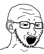 disappointed glasses looking_down open_mouth soyjak stubble tired unsurprised variant:soyak // 644x800 // 28.2KB