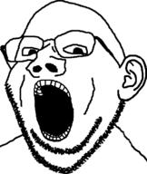 ear glasses merge no_eyebrows open_mouth soyjak stubble variant:gapejak variant:impish // 670x792 // 106.7KB