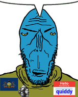 blue_skin brown_shirt ethnoguessr flag:pennsylvania hello_my_name_is_(sticker) quiddy_(user) speech_bubble squidward subvariant:balkanmutt subvariant:euromutt variant:markiplier_soyjak yellow_sclera